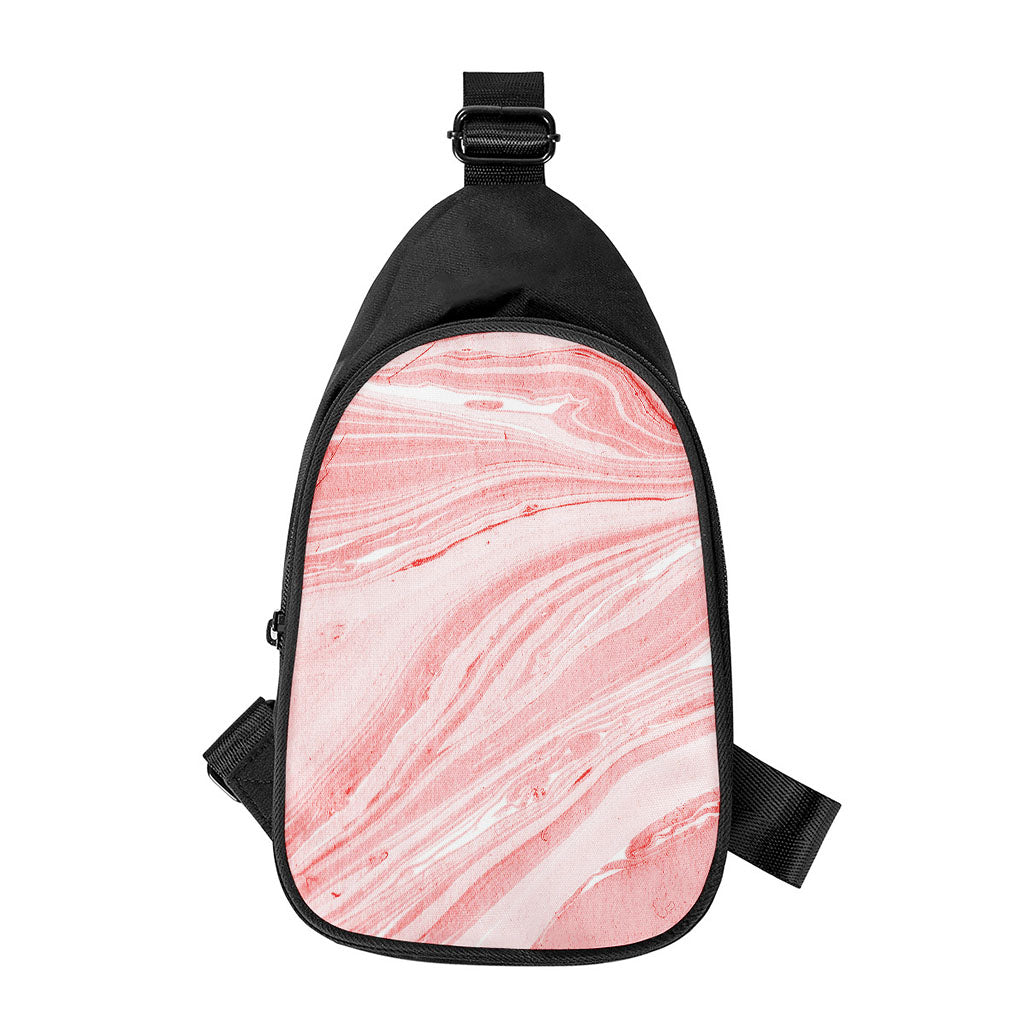 Pink Liquid Marble Print Chest Bag