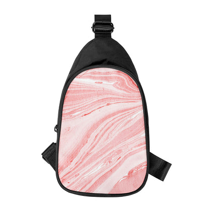 Pink Liquid Marble Print Chest Bag