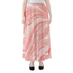 Pink Liquid Marble Print Chiffon Maxi Skirt