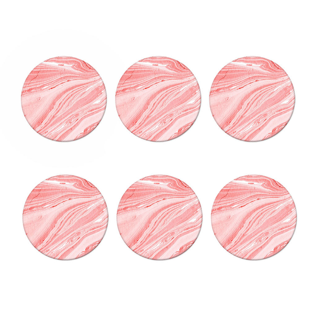 Pink Liquid Marble Print Coaster Set