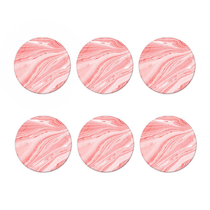 Pink Liquid Marble Print Coaster Set