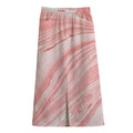 Pink Liquid Marble Print Cotton Front Slit Maxi Skirt