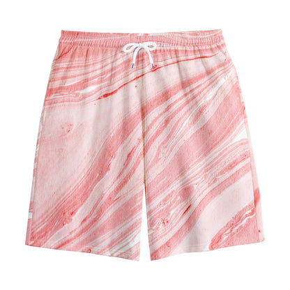 Pink Liquid Marble Print Cotton Shorts