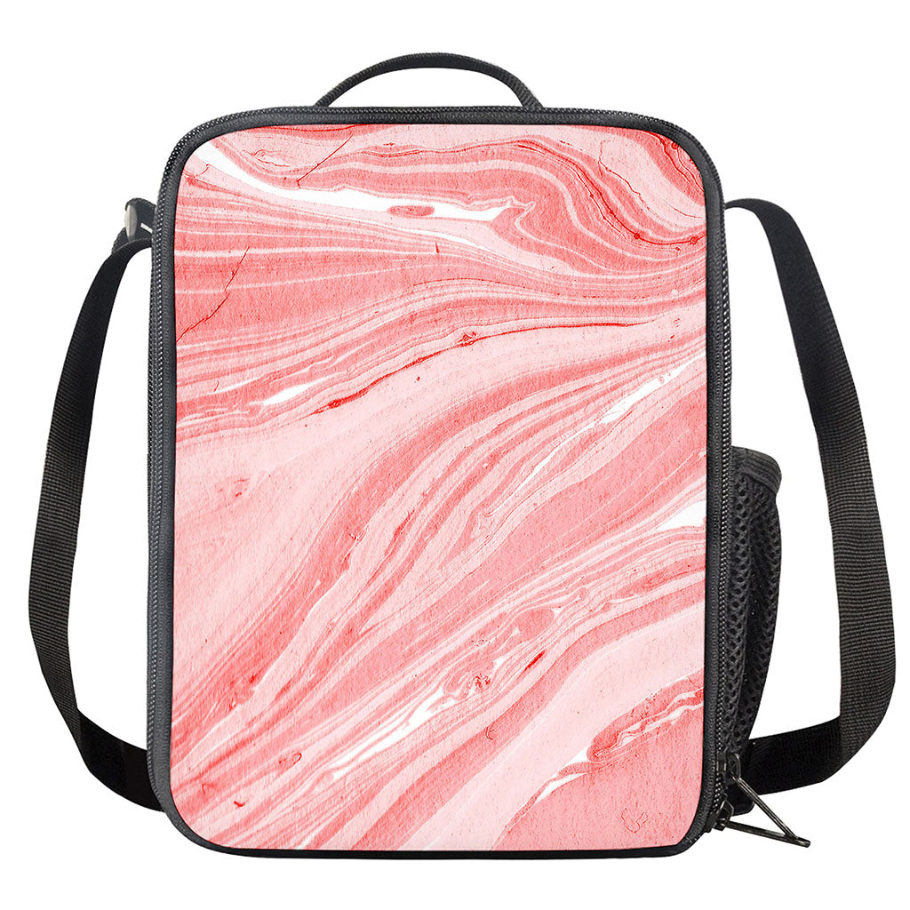Pink Liquid Marble Print Crossbody Lunch Bag