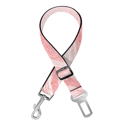 Pink Liquid Marble Print Dog Seat Belt