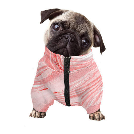 Pink Liquid Marble Print Dog Zip Up Jacket