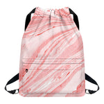 Pink Liquid Marble Print Drawstring Backpack