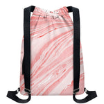 Pink Liquid Marble Print Drawstring Backpack