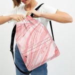 Pink Liquid Marble Print Drawstring Backpack