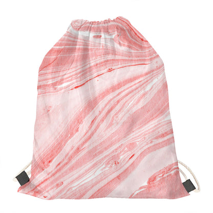 Pink Liquid Marble Print Drawstring Bag