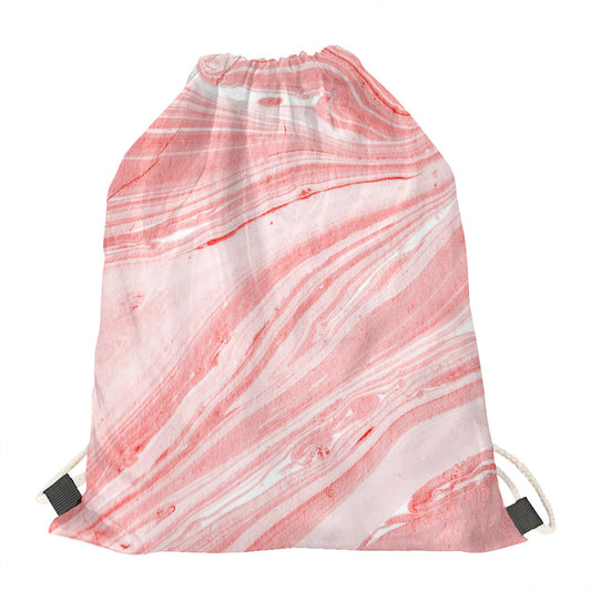 Pink Liquid Marble Print Drawstring Bag