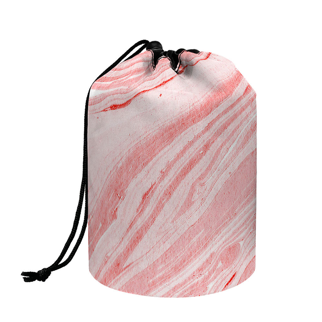Pink Liquid Marble Print Drawstring Makeup Bag