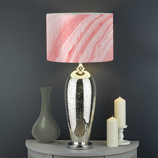 Pink Liquid Marble Print Drum Lamp Shade