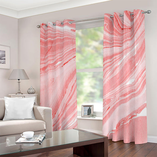 Pink Liquid Marble Print Extra Wide Grommet Curtains