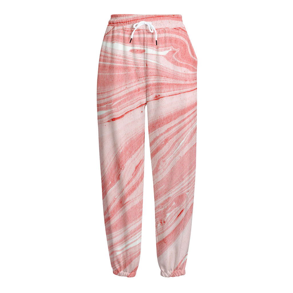 Pink Liquid Marble Print Fleece Lined Knit Pants