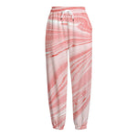 Pink Liquid Marble Print Fleece Lined Knit Pants