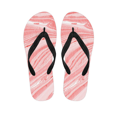 Pink Liquid Marble Print Flip Flops
