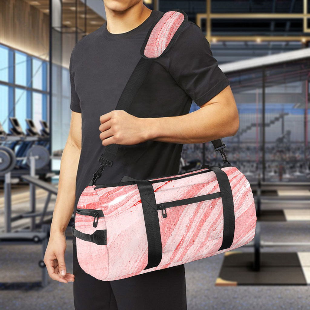 Pink Liquid Marble Print Gym Bag