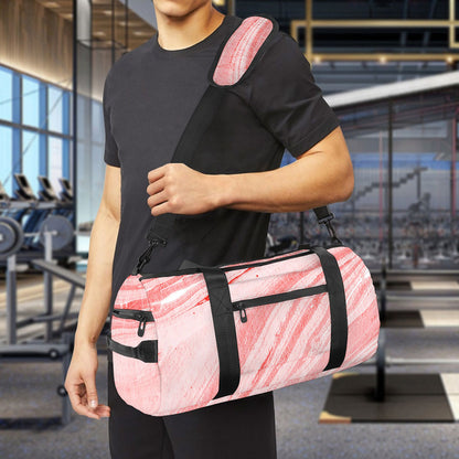 Pink Liquid Marble Print Gym Bag