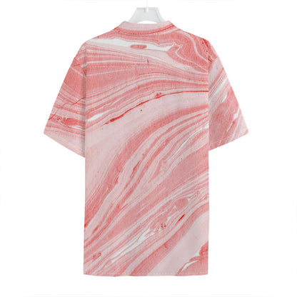 Pink Liquid Marble Print Hawaiian Shirt