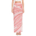 Pink Liquid Marble Print High Slit Maxi Skirt
