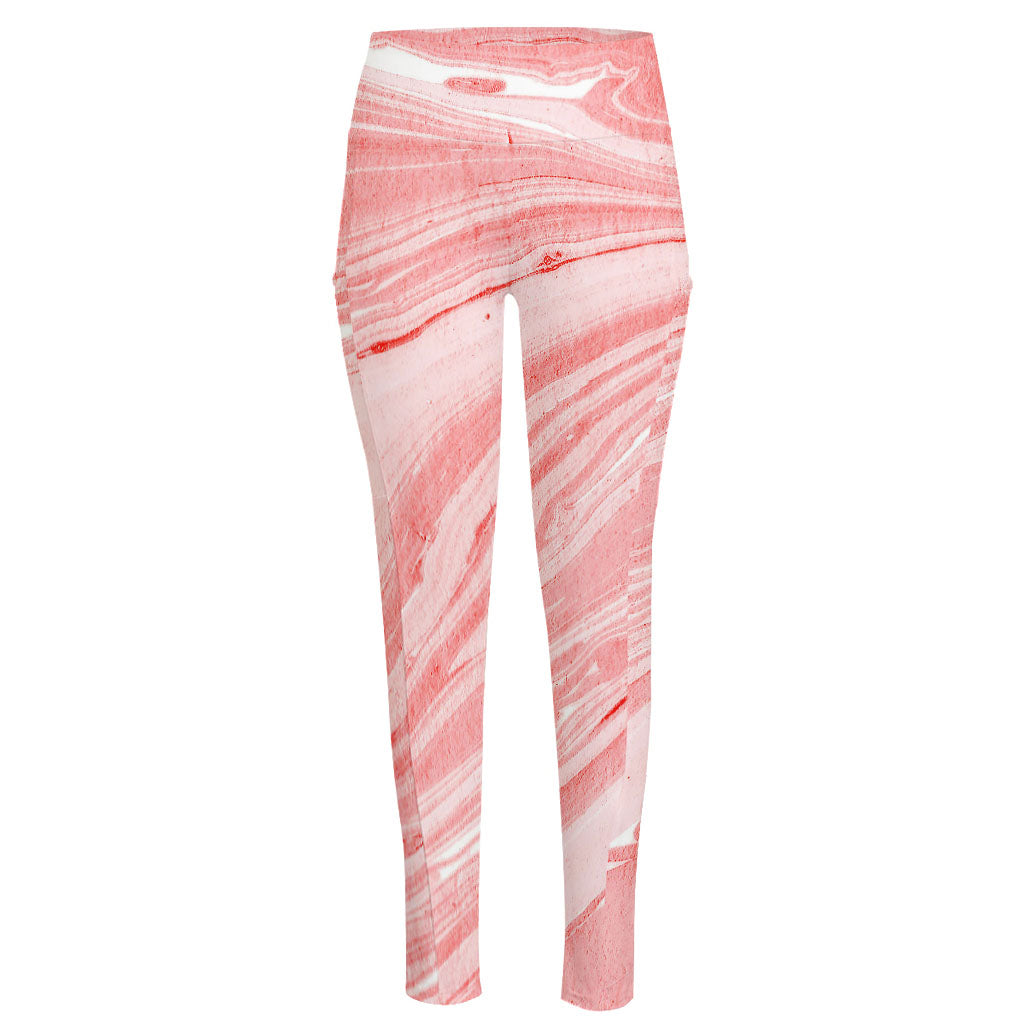 Pink Liquid Marble Print High-Waisted Pocket Leggings