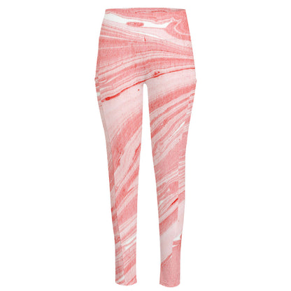 Pink Liquid Marble Print High-Waisted Pocket Leggings