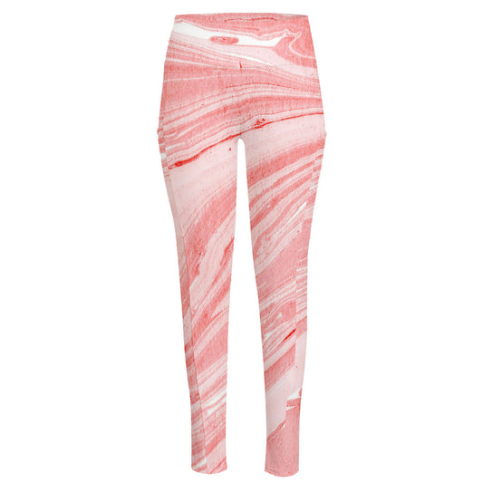 Pink Liquid Marble Print High-Waisted Pocket Leggings