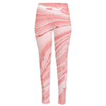Pink Liquid Marble Print High-Waisted Pocket Leggings