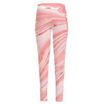 Pink Liquid Marble Print High-Waisted Pocket Leggings