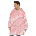 Pink Liquid Marble Print Hoodie Blanket