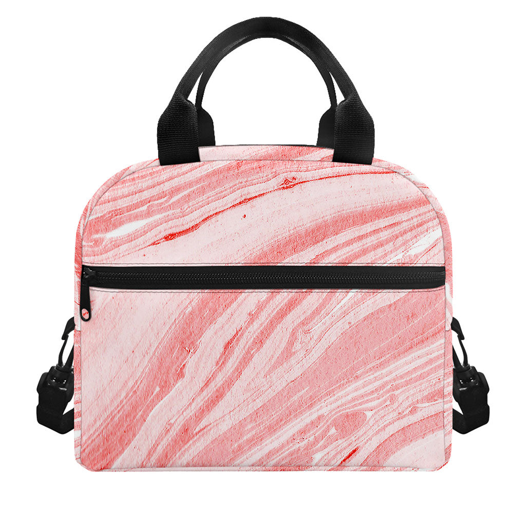 Pink Liquid Marble Print Insulated Lunch Bag