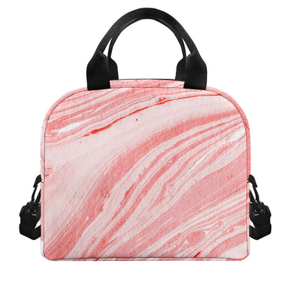 Pink Liquid Marble Print Insulated Lunch Bag