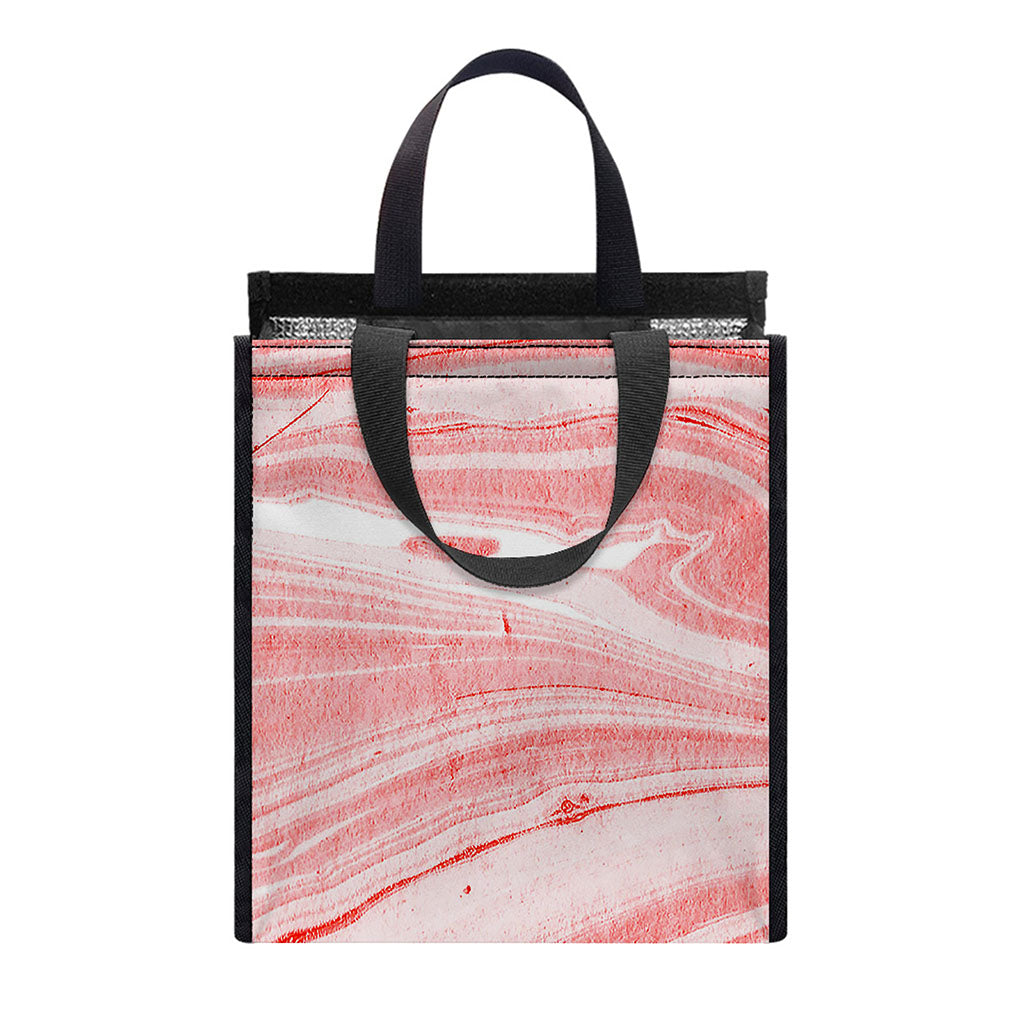 Pink Liquid Marble Print Insulated Lunch Tote