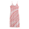 Pink Liquid Marble Print Jersey Midi Cami Dress