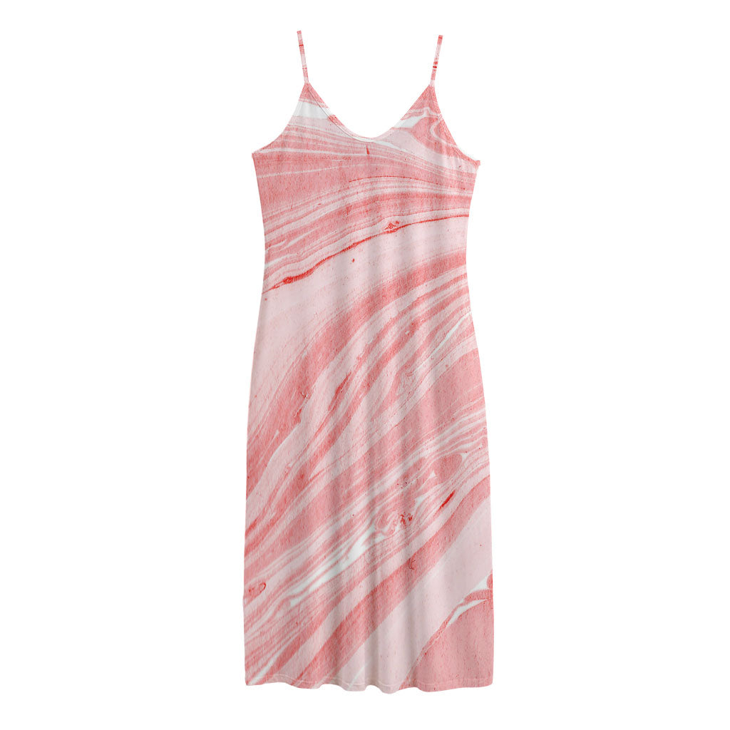 Pink Liquid Marble Print Jersey Midi Cami Dress