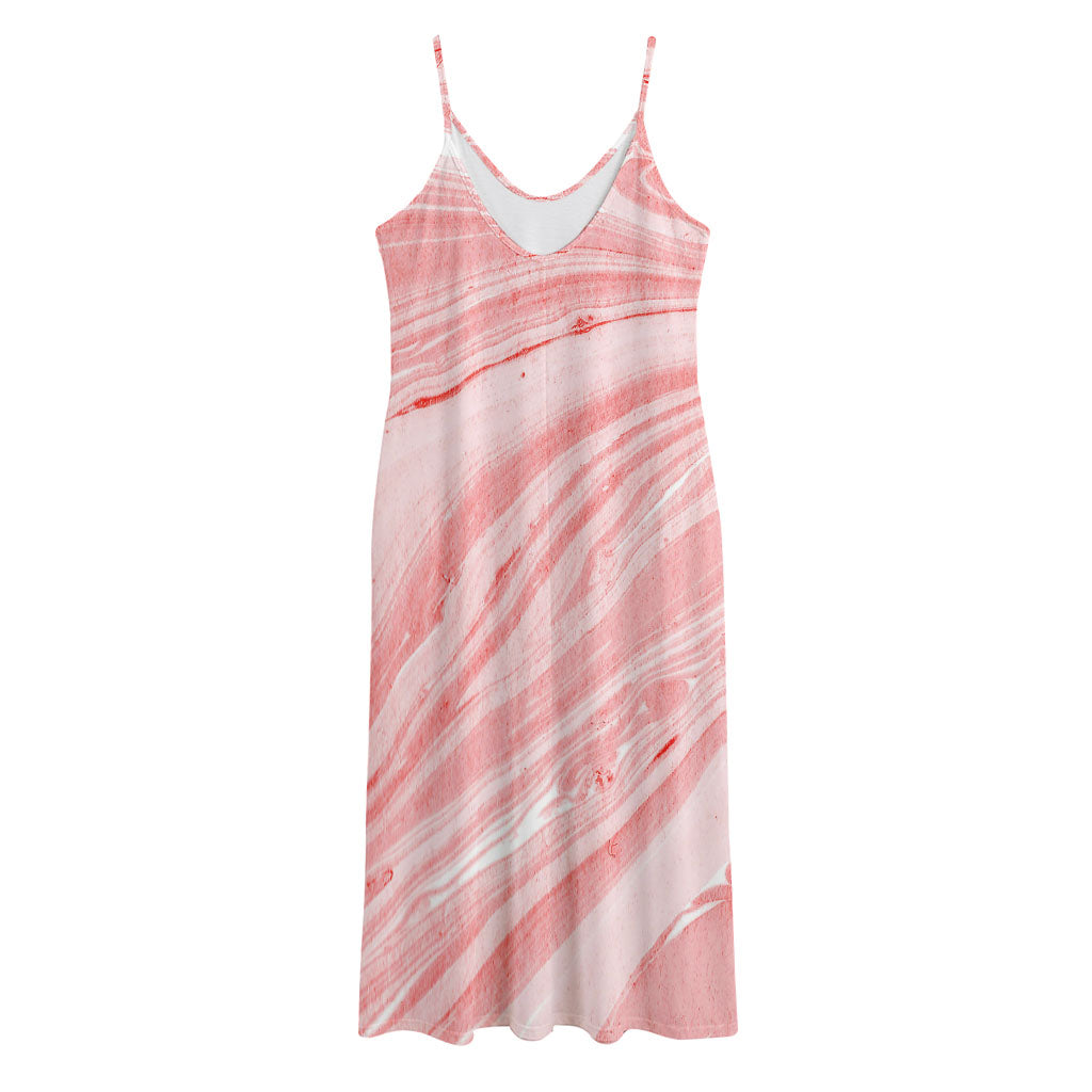 Pink Liquid Marble Print Jersey Midi Cami Dress