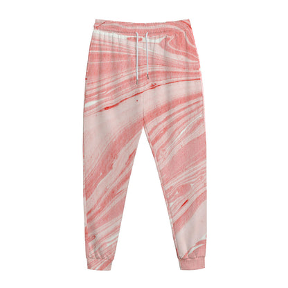 Pink Liquid Marble Print Jogger Pants