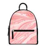 Pink Liquid Marble Print Leather Backpack