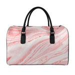Pink Liquid Marble Print Leather Duffle Bag