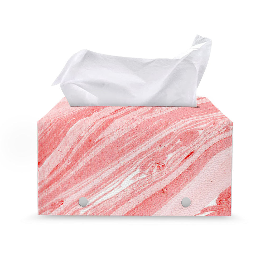 Pink Liquid Marble Print Leather Tissue Box Cover