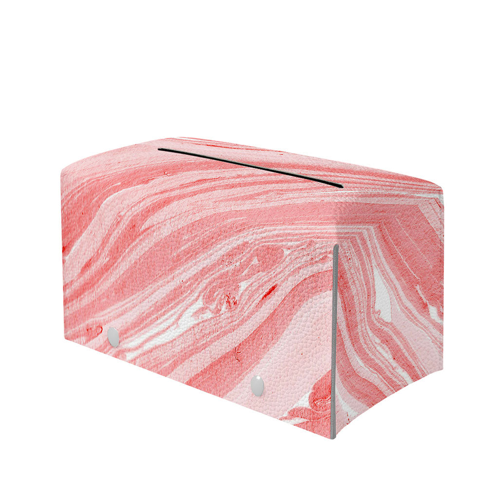 Pink Liquid Marble Print Leather Tissue Box Cover
