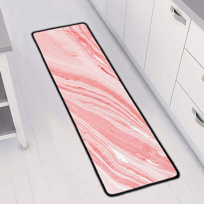 Pink Liquid Marble Print Long Kitchen Mat