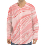 Pink Liquid Marble Print Long Sleeve Baseball Jersey