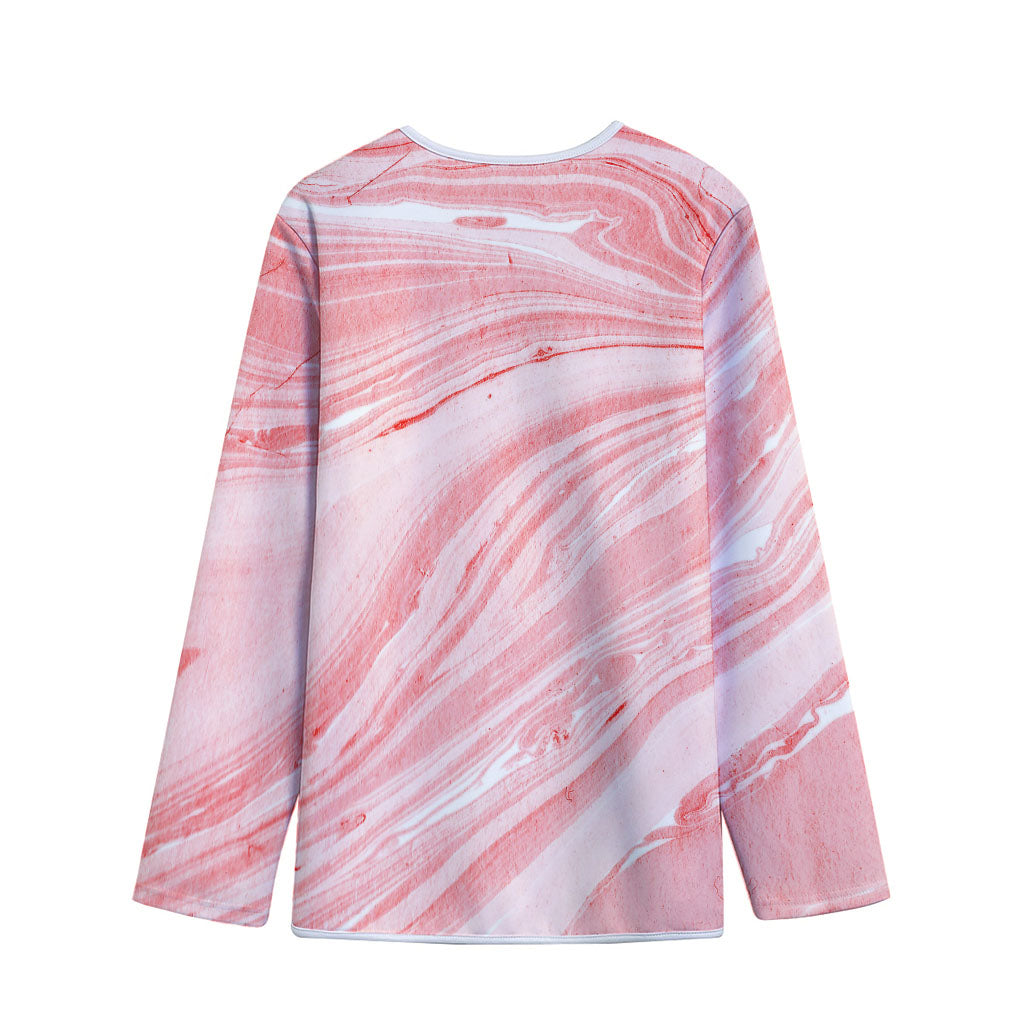 Pink Liquid Marble Print Long Sleeve Short Coat