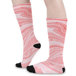 Pink Liquid Marble Print Long Socks