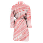 Pink Liquid Marble Print Men's Bathrobe