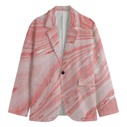 Pink Liquid Marble Print Men's Blazer