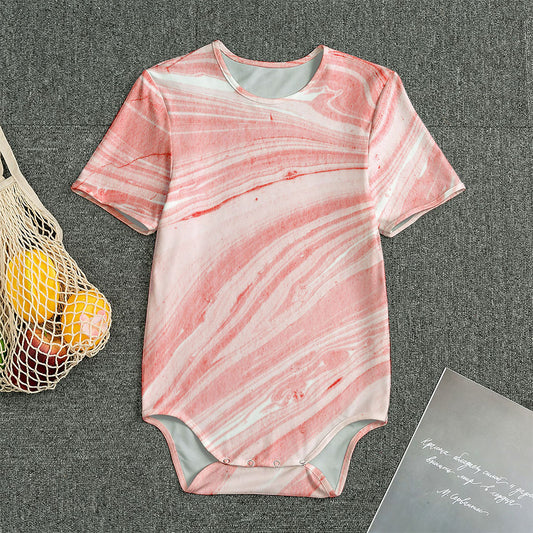Pink Liquid Marble Print Men's Bodysuit