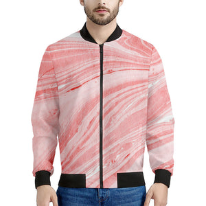 Pink Liquid Marble Print Men's Bomber Jacket